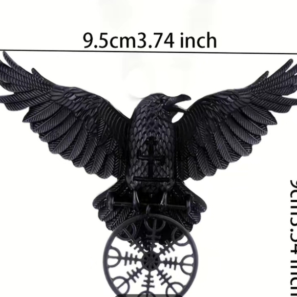 Black Metal Viking Raven hair clip - Picture 4 of 6